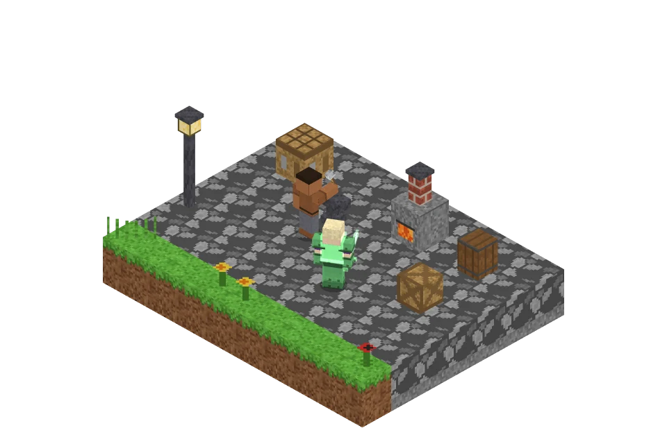 A smith working at an anvil next to a forge